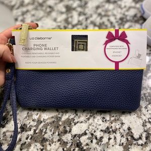 Navy Blue Liz Claiborne Phone Charging Wallet